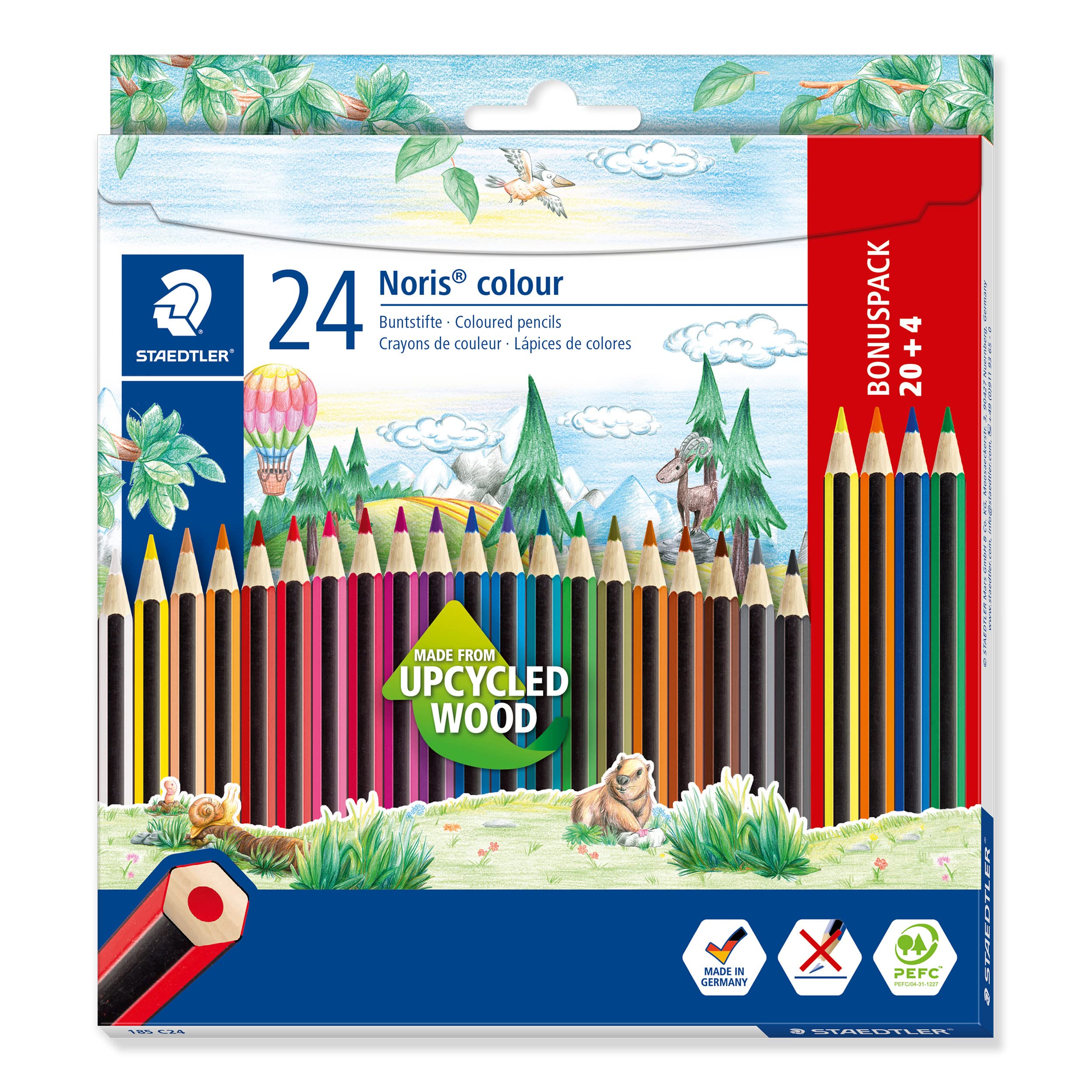 STAEDTLER 185 C24P Noris Colour Pencils - Assorted Colours (Pack of 20 + 4 FREE)