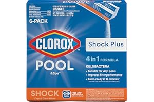 CLOROX POOL & SPA Clorox® Pool&Spa™ Shock Plus, for Crystal Clear Swimming Pool Water, Swim-ready in 15 minutes, Suitable for vinyl pools (6-Pack)