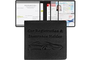 New Fashion Kingdom Car Registration and Insurance Holder, Premium PU Leather Vehicle Glove Box Car Organizer Men Women Wallet Accessories Case for ID, Driver's License - Black