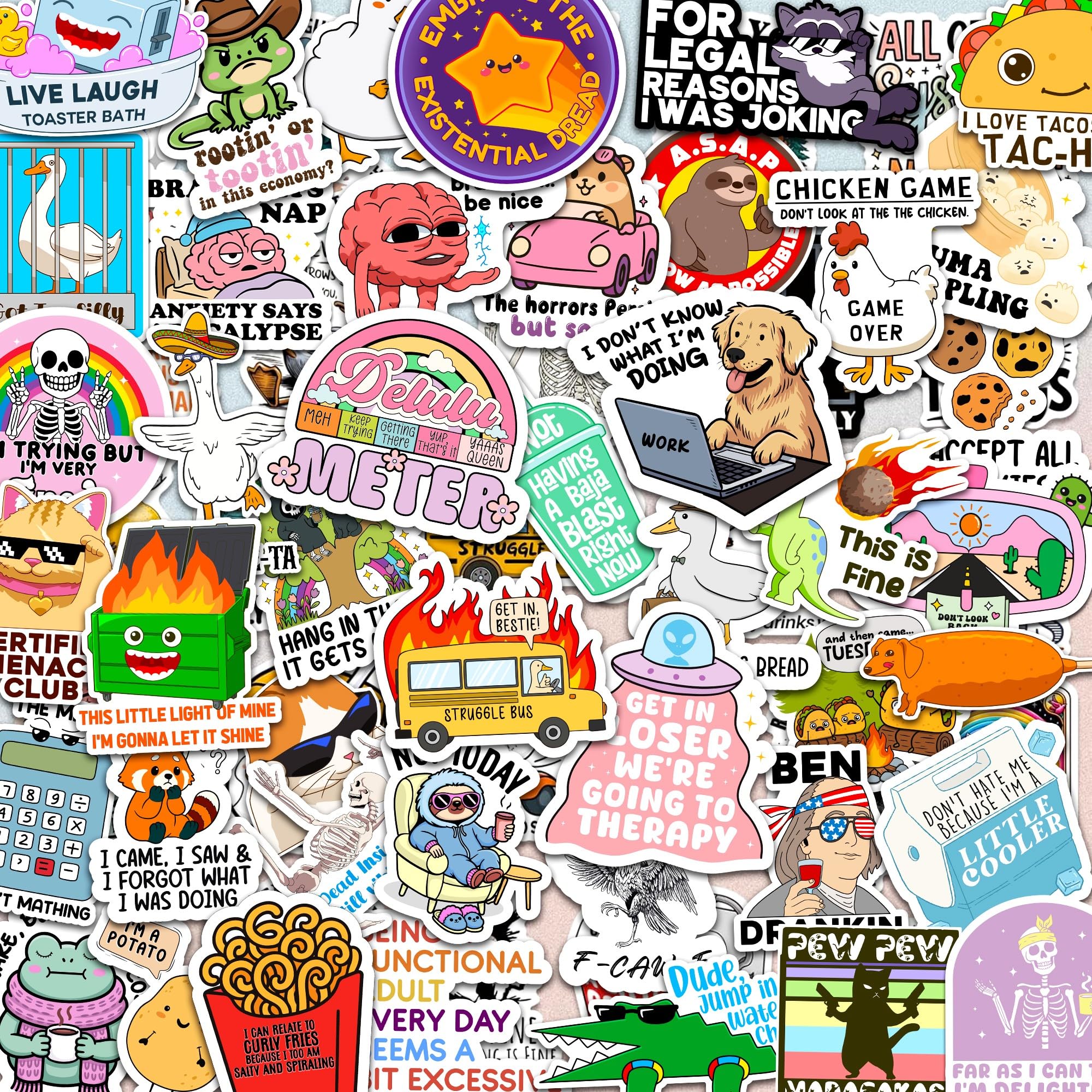 300PCS Funny Stickers for Adults - Delulu is Da Solulu Sticker Pack By Puraesla - Sarcastic Meme Decals for Best Friends, Co-Workers Waterproof Vinyl for Laptop, Water Bottle, Journal, Scrapbooking