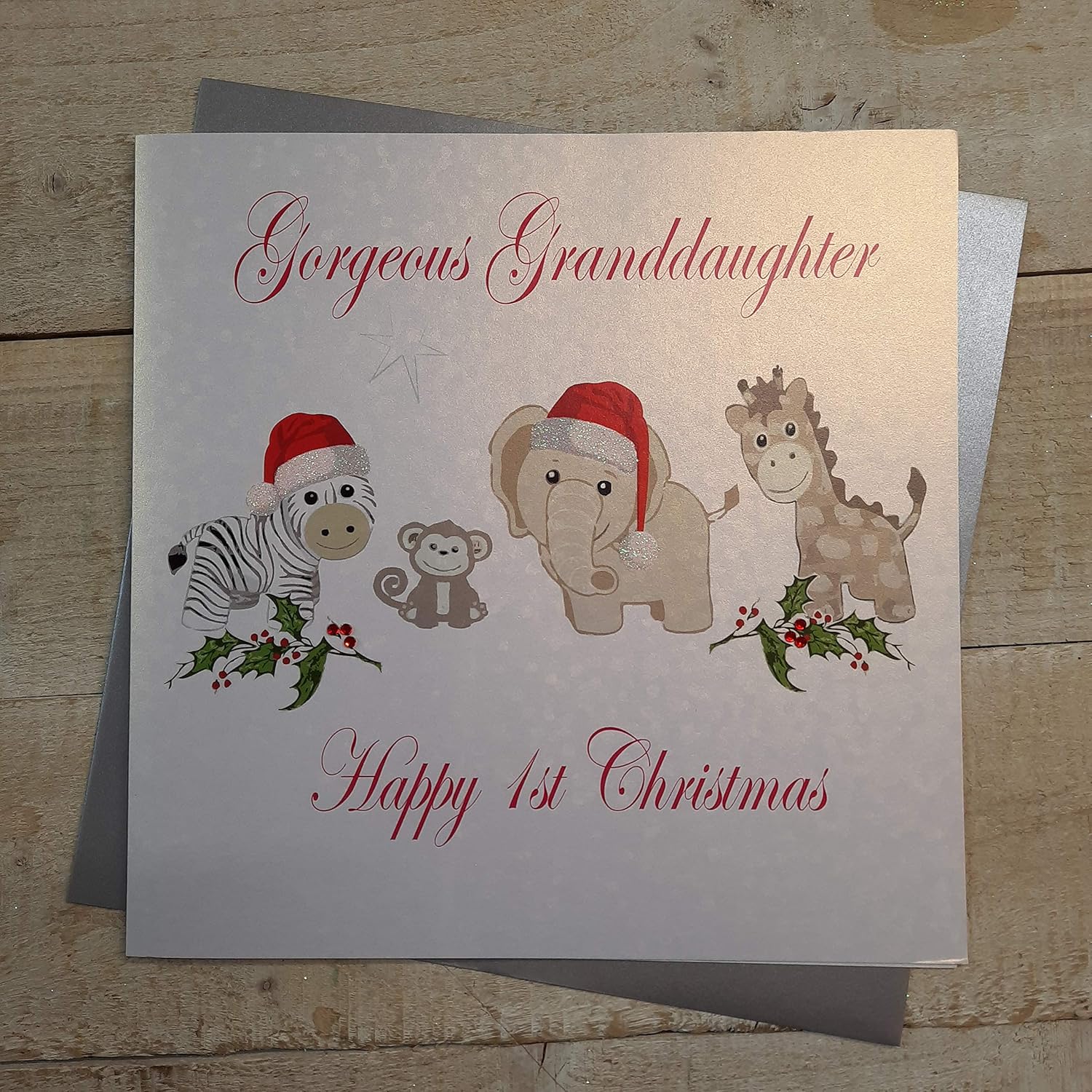 White Cotton Cards Code Xx14-114 Gorgeous Granddaughter Happy 1st Christmas Handmade Large Christmas Card, Toys