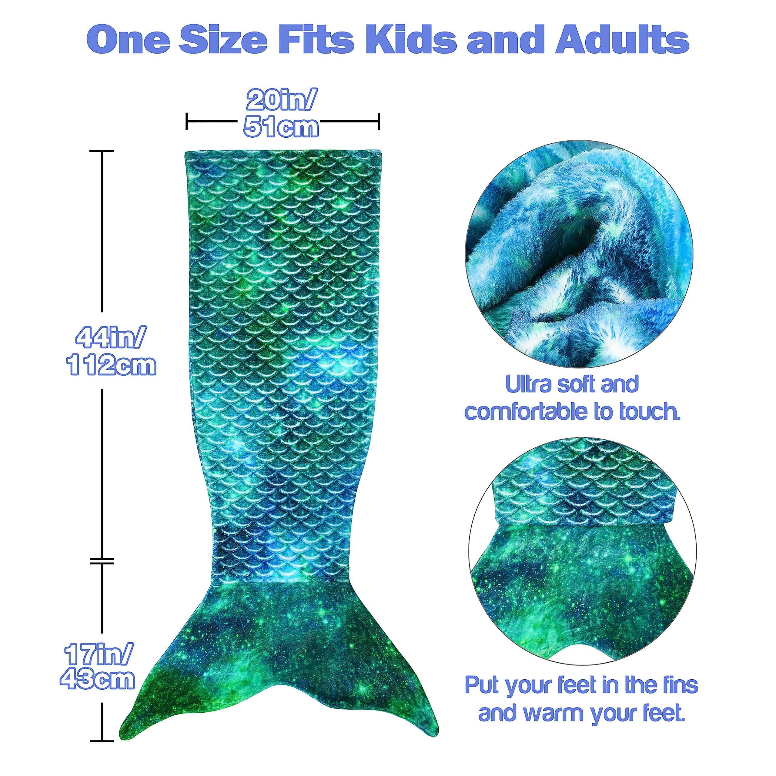 Catalonia Kids Mermaid Tail Blanket, Cozy Mermaid Sleeping Bag for Girls, Fish Scale Pattern, Mermaid Gift for Girls