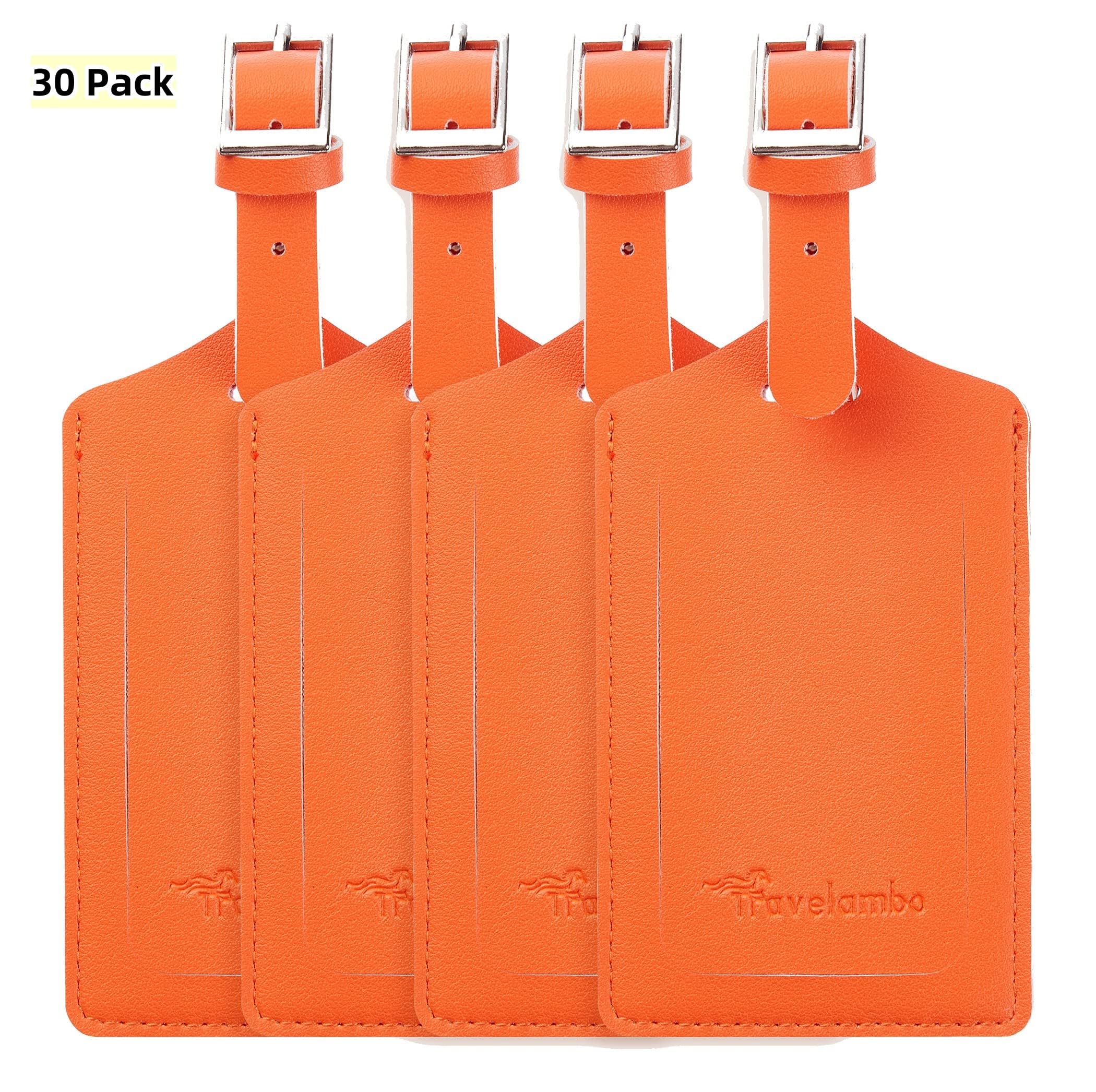 Travelambo 30 Pack Leather Luggage Tags for Suitcases Travel Tags，Orange Image