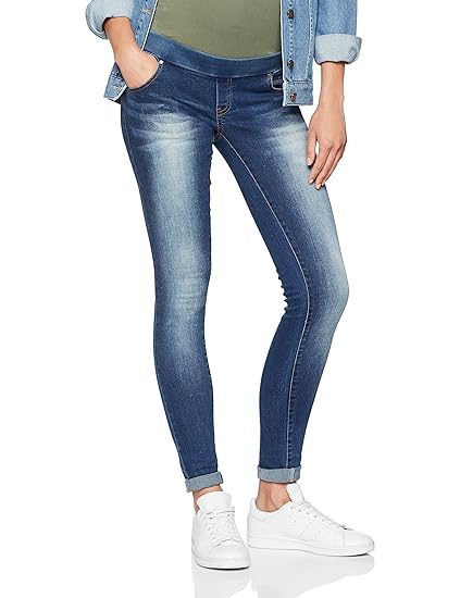 Mamalicious Mlsoul Dark Blue Slim Rib Jeans A Pantalones Premama