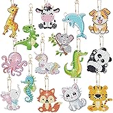 15 PCS Diamond Painting Keychains Animal Diamond Art Ornaments Double Side Diamonds Key Rings DIY 5D Art Pedants for Beginners Birthday Crafting Home Party Decor