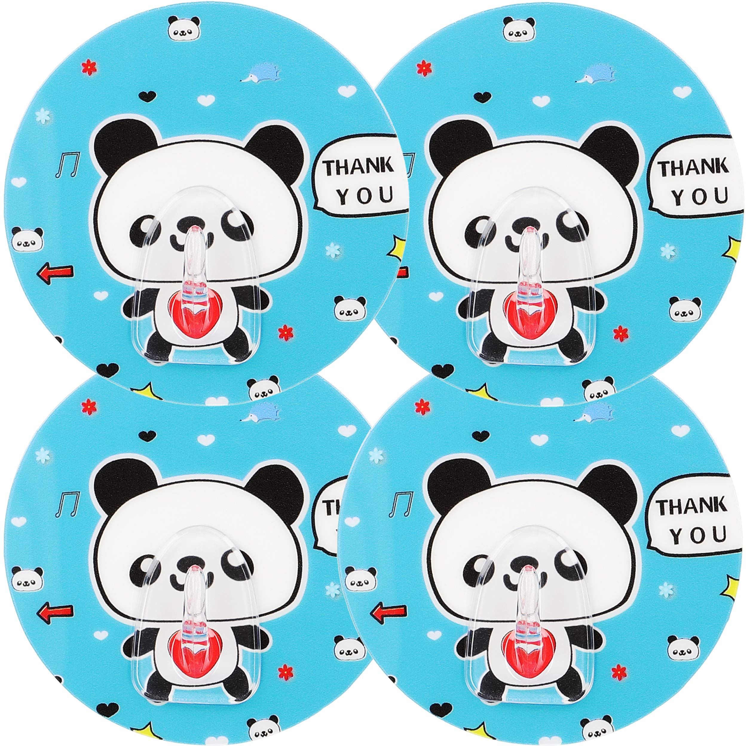 mumbi Towel Holder Self-Adhesive Towel Hooks No Drilling Adhesive Hooks, Plastic, Panda, Set of 4