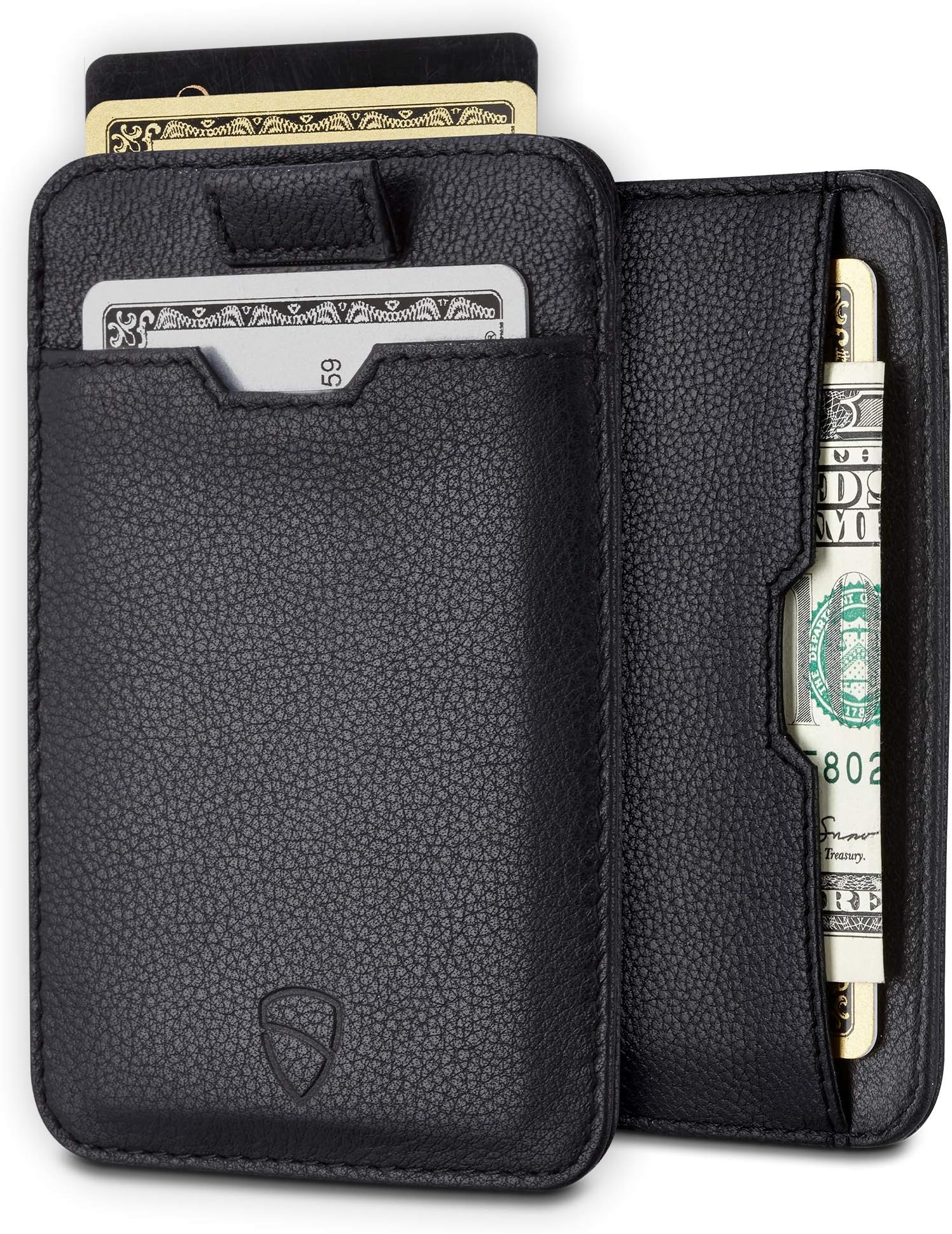 Chelsea Slim Card Sleeve Men's Wallet with RFID Protection by Vaultskin – Top Quality Italian Leather - Ultra Thin Card Holder Design For Up To 10 Cards (Black)