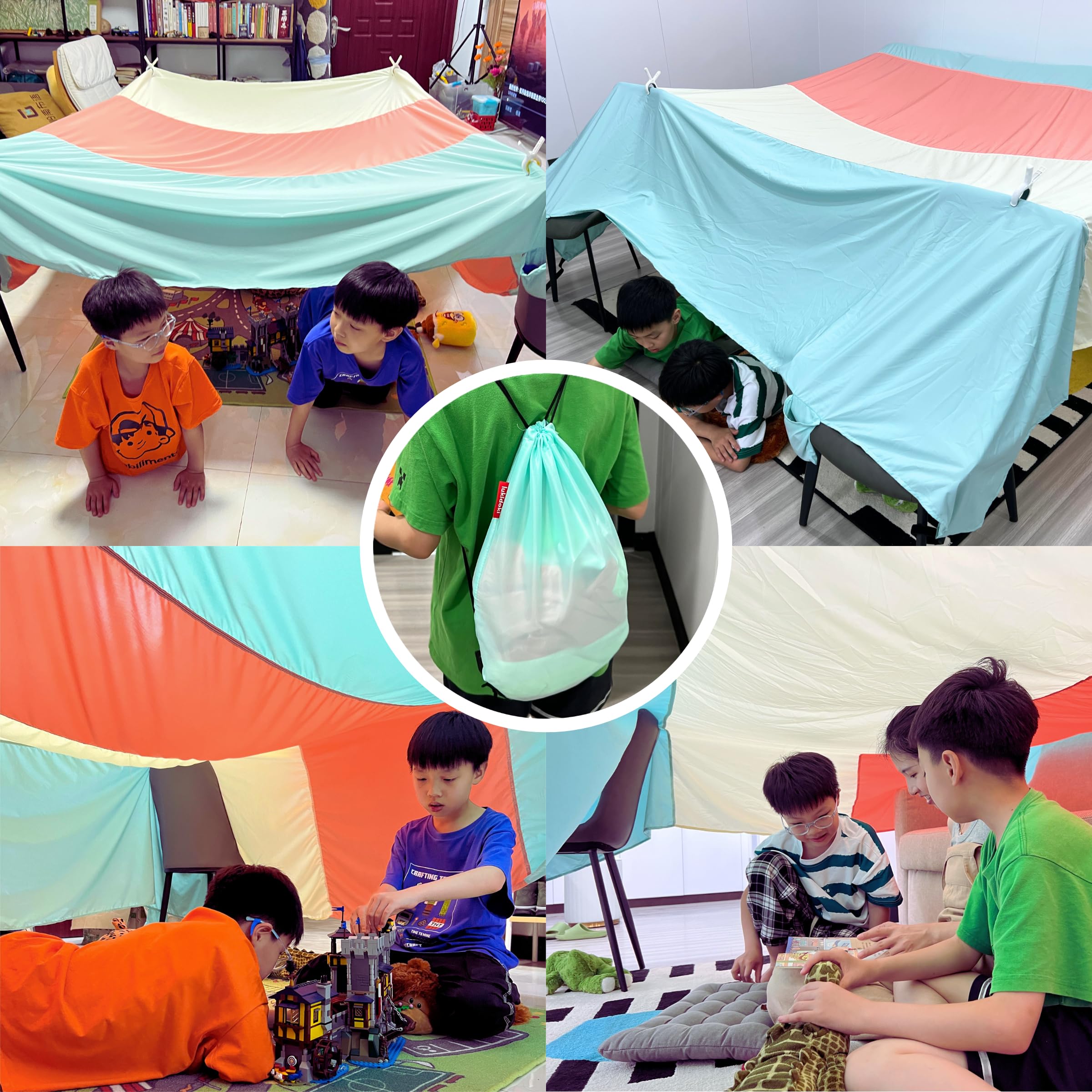 Magic Fort Building Kit for Kids - Large Lightweight Blanket Fort Making Kit Clips with CPC Certification - Portable Playhouse Play Tent Fort - Indoor/Outdoor Girls/Boys Toys Ages 4-5 6 7 8-12