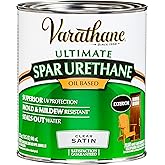 Varathane Outdoor Spar Satin Urethane | Oil-Based, Exterior Doors, Furniture, Trim &amp; Railings, UV &amp; Weather Resistance, Quart