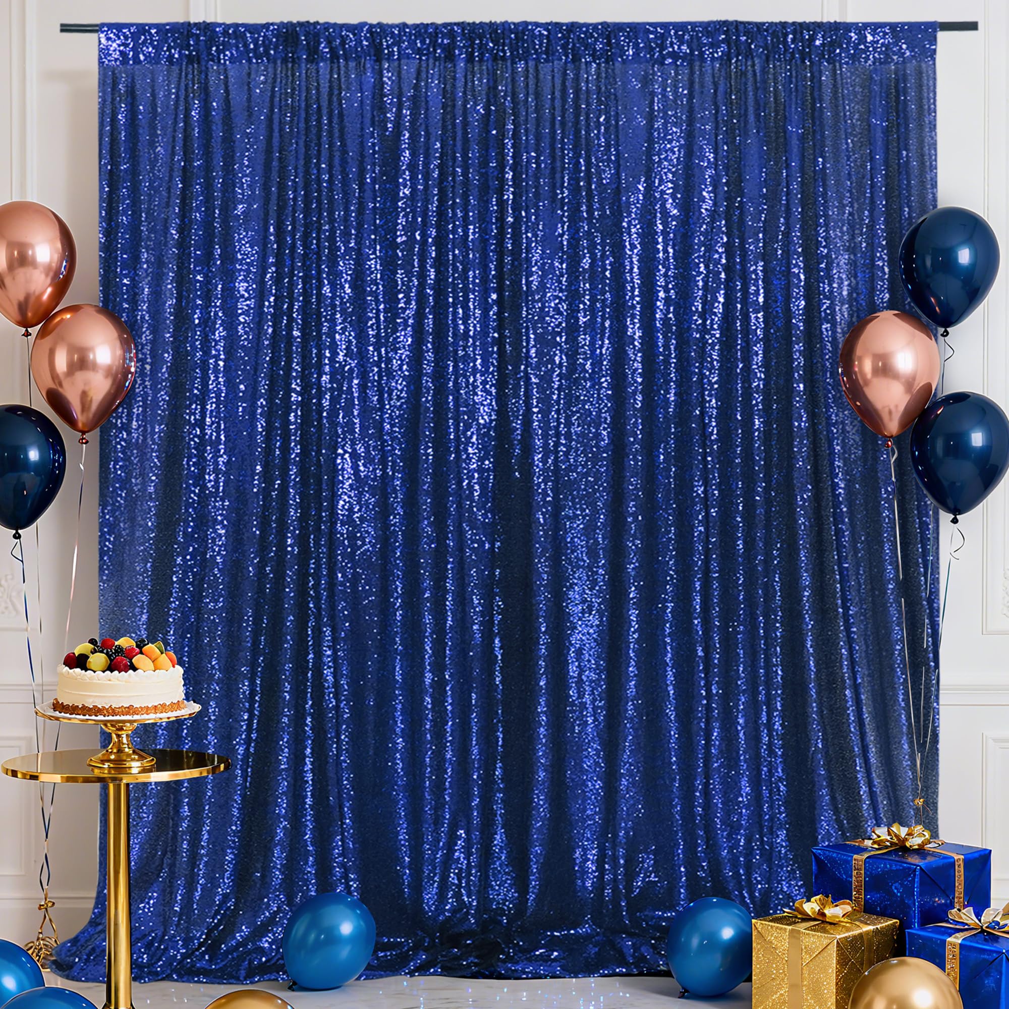 Eternal Beauty 213x213cm Navy Blue Shinny Sequin Photography Backdrop Party Prom Wedding Youtobe Banquet Photo Background (7x7 feet)