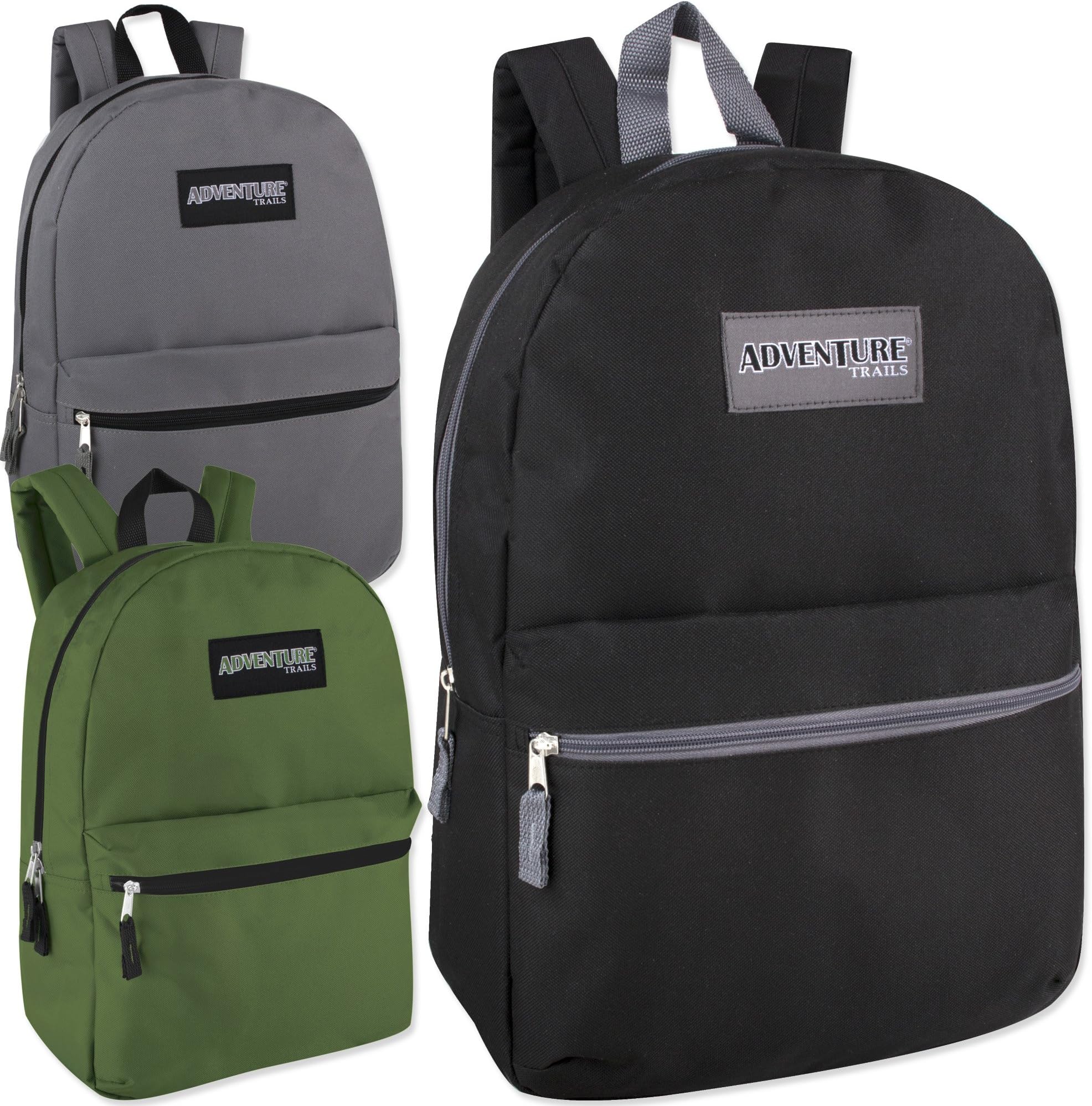 24 Case Pack of Bulk Backpacks - Classic 17 Inch Wholesale Backpacks for Boys and Girls