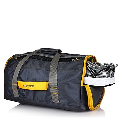 Suntop Polyester 45 Ltr Grey-Yellow Sports Duffel