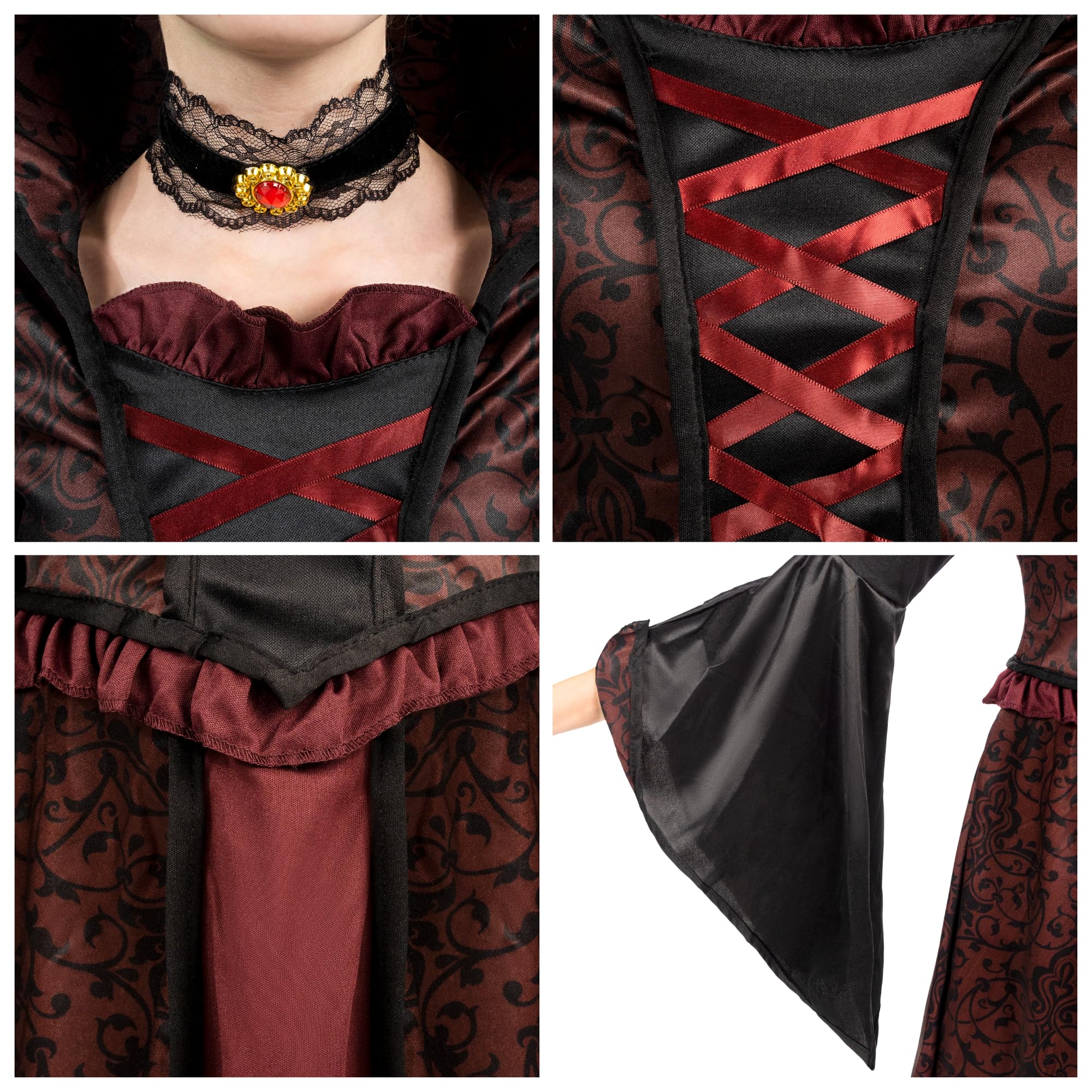 Spooktacular Creations Halloween Royal Vampire Costume Set for Girls Halloween Dress Up Party, Cosplay, Vampire-Themed Party