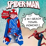 Spider-Man Hooded Towel 100% Cotton Poncho Kids Bath Beach Wrap view 2