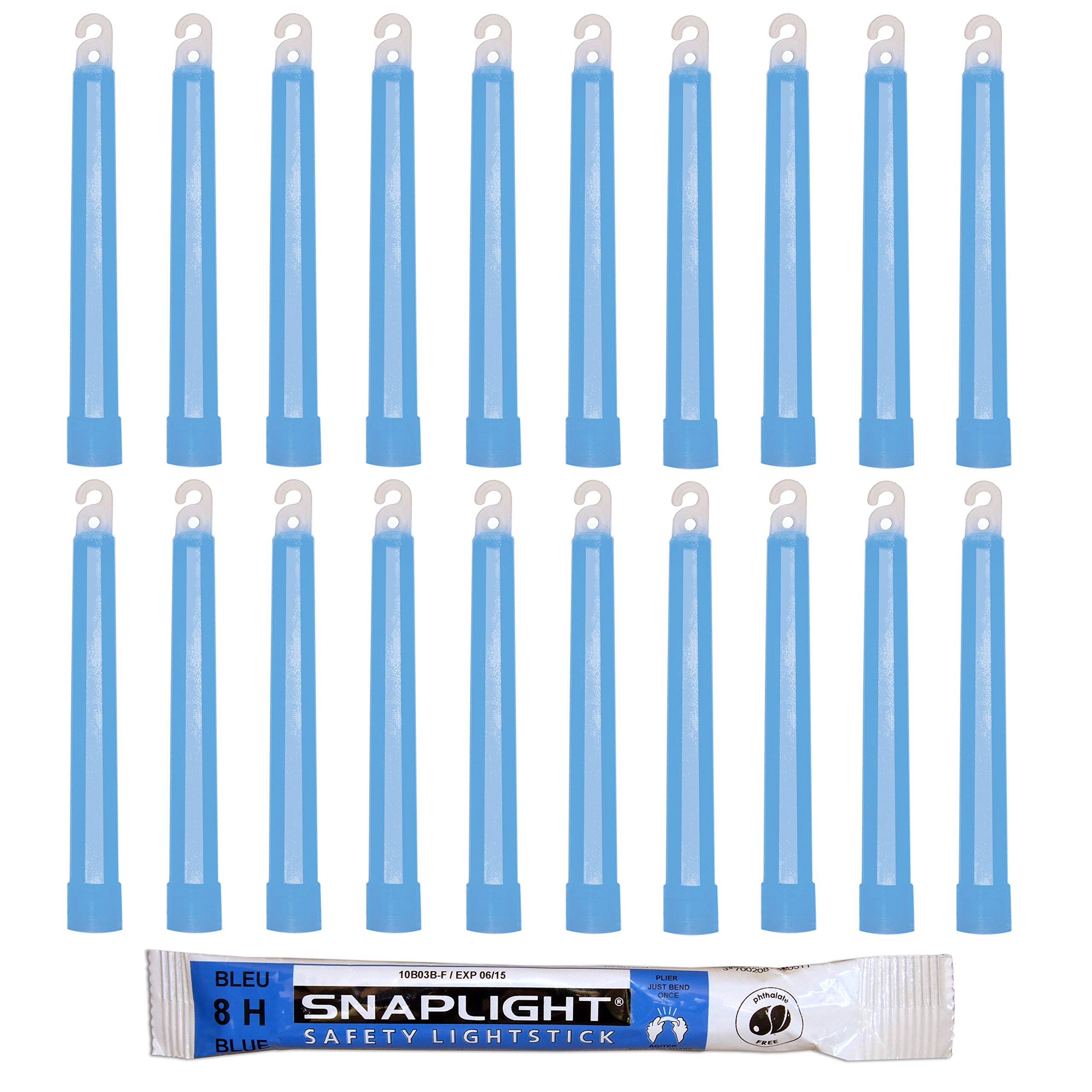 Cyalume SnapLight Blue Glow Sticks – 6 Inch Industrial Grade, High Intensity Light Sticks with 8 Hour Duration (Pack of 20)
