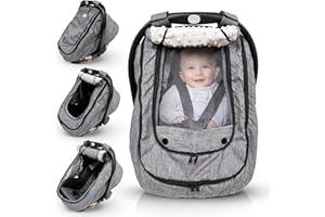 HippoBaby Waterproof Baby Car Seat Cover | Windproof Carseat Cover for Babies | Infant Car Seat Cover for Boys, Girls & carseat Covers Baby Girl | Universal Fit (Gray)