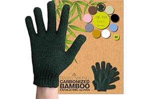 Temple Spring Exfoliating Glove, Rayon Bamboo Exfoliating Body Scrubber, Loofah Washcloth, Exfoliate Loofa Shower Scrubber, Body Exfoliator Scrub, Shower Loofah Bath Sponge - Forest Green