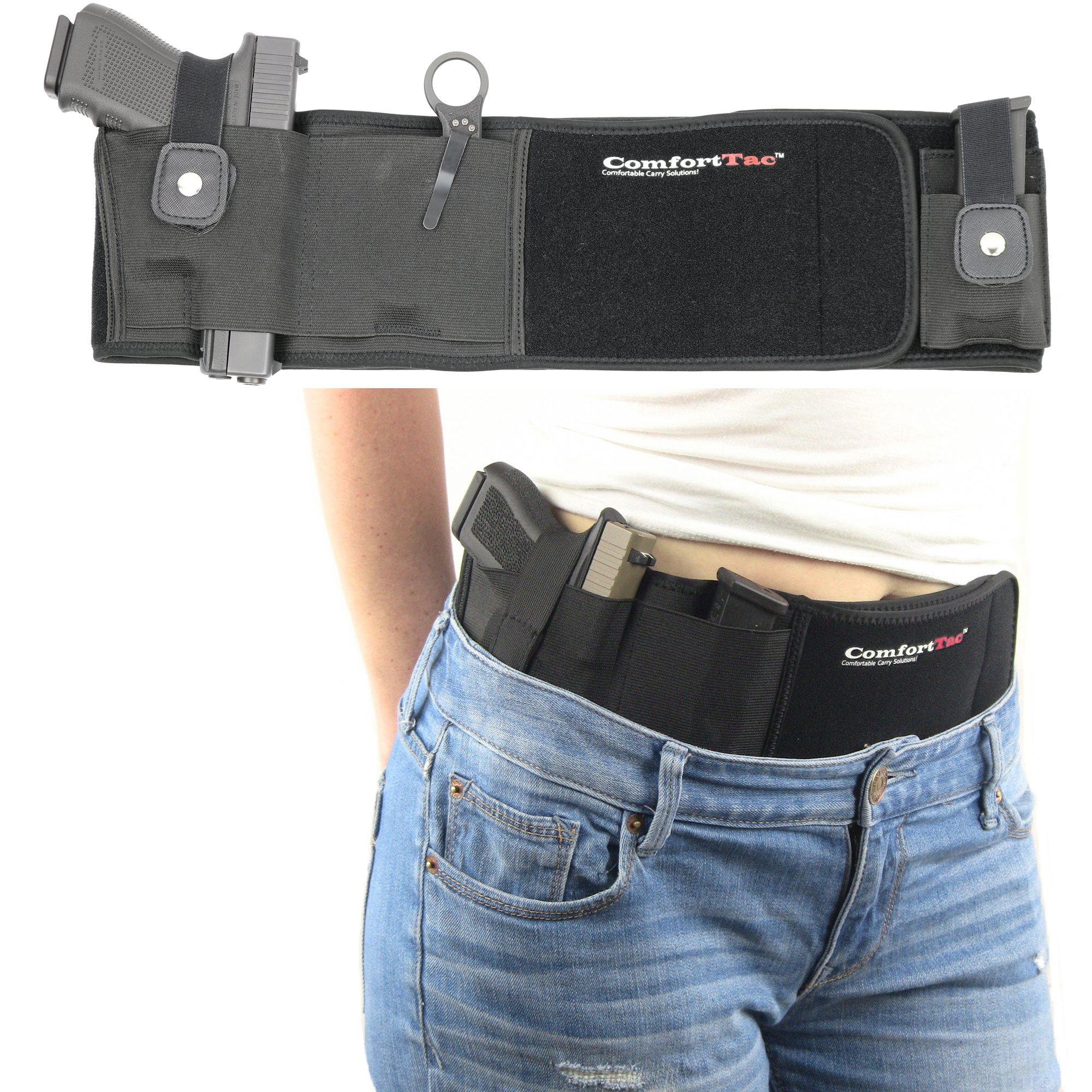 ComfortTac Ultimate Belly Band Holster for Concealed Carry Black Right