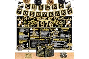 50th Birthday Decorations for Men Women,13PCS Back in 1976 Decorations,Including Vintage 1976 Banner,1976 Anniversary Card,Ch
