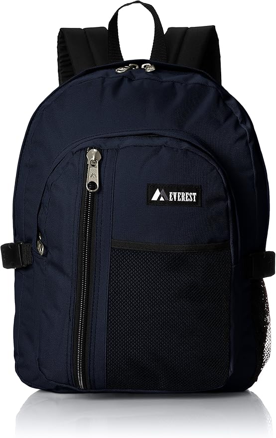 Everest Backpack with Front Mesh Pocket, Navy, One Size