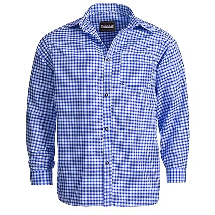 Bongossi-Trade Trachtenhemd für Trachten Lederhosen Freizeit Hemd blau-kariert Gr. S-XXXL