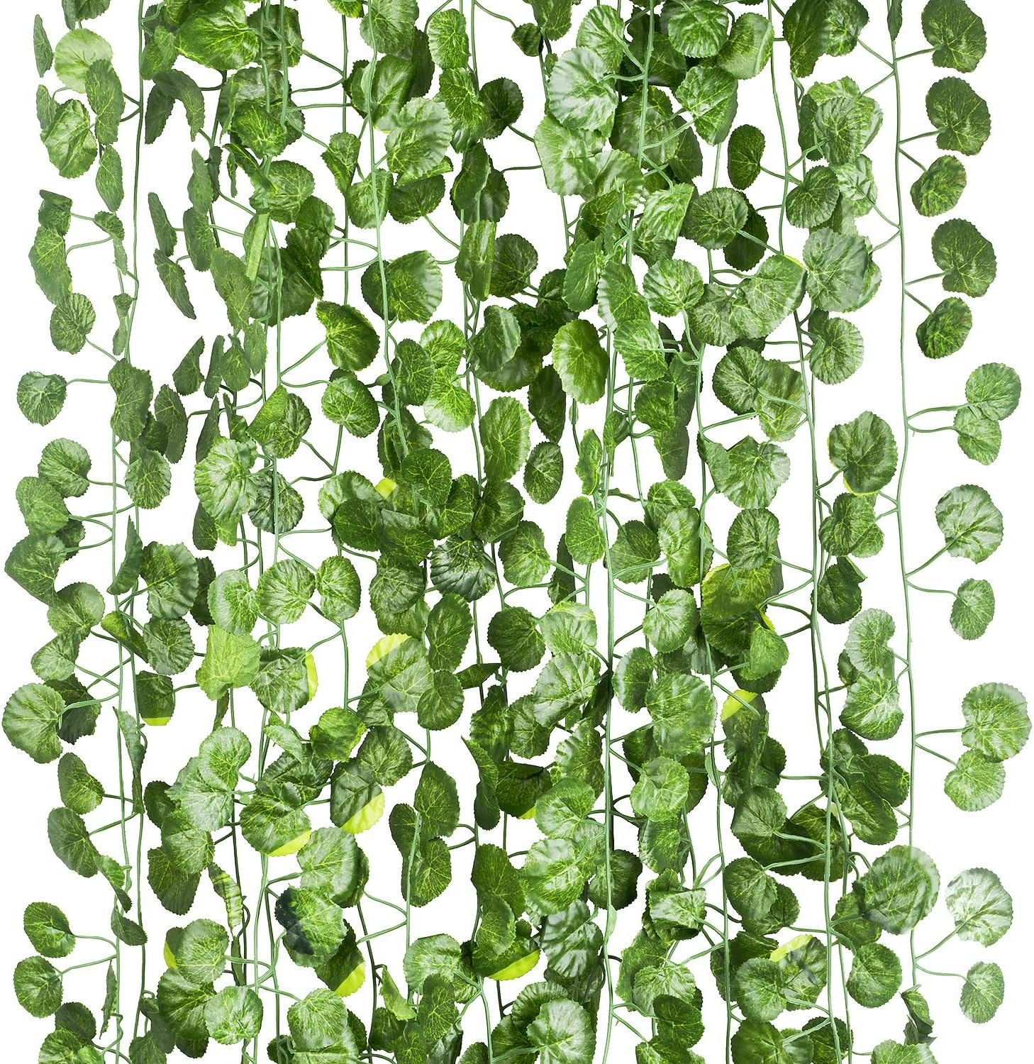 12 Pack (Each 82 inch) Artificial Greenery Fake Hanging Vine Plants Leaf Grape Leaves Garland Hanging for Wedding Party Garden Outdoor Greenery Office Wall Decoration
