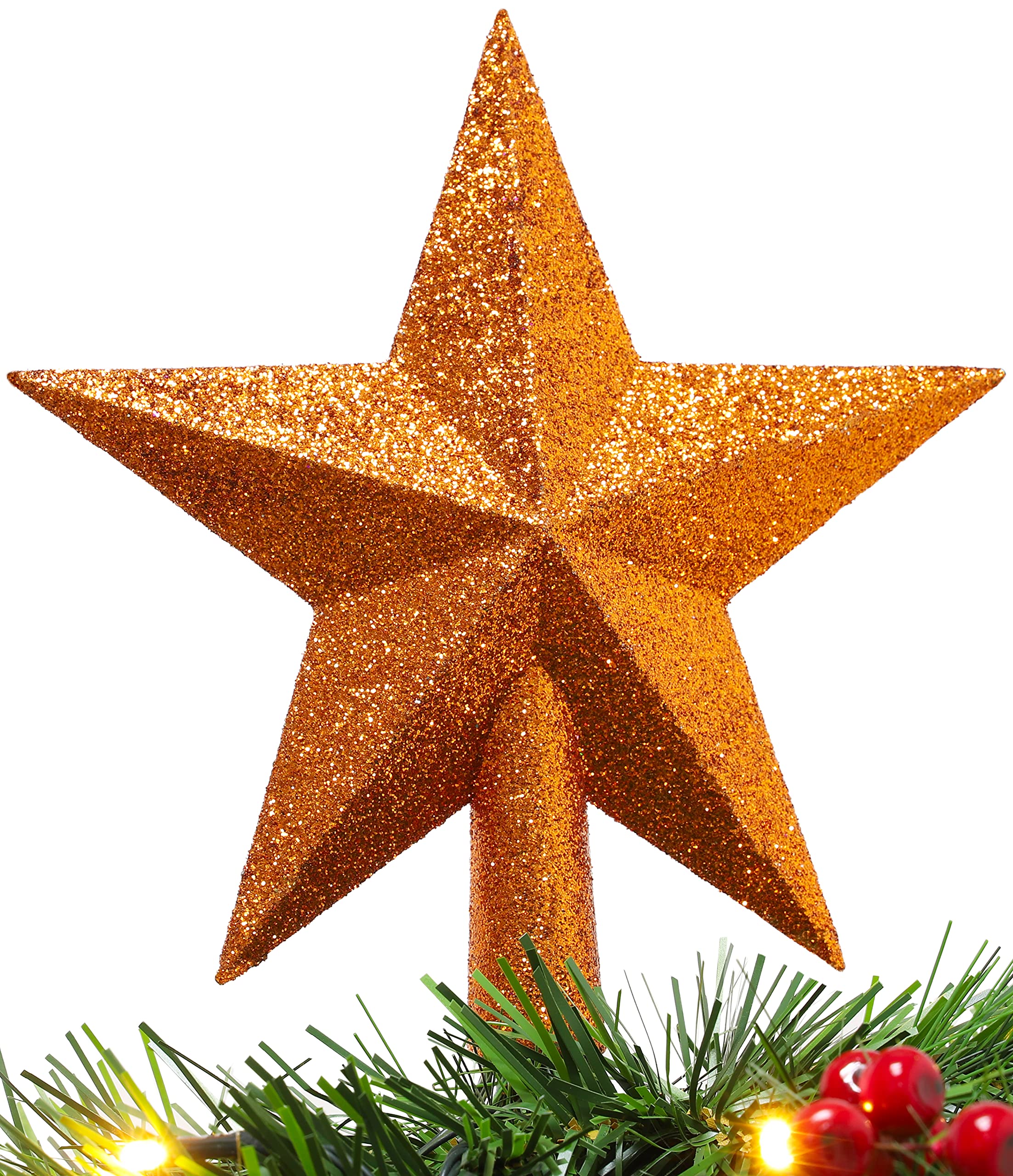 Christmas Concepts® 200mm (8") Glitter Tree Top Star Decoration – Christmas Tree Topper (Copper)