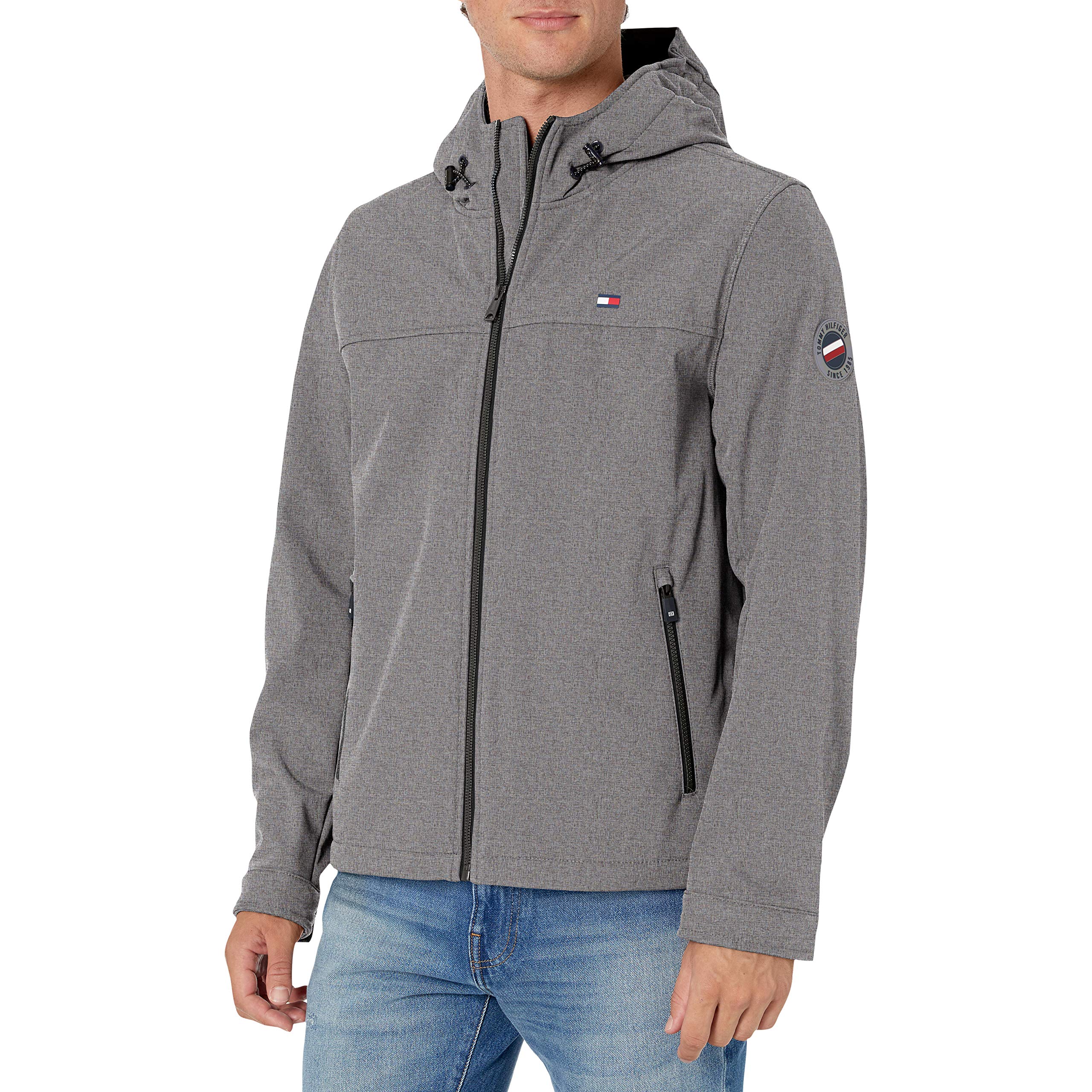 Photo 1 of Tommy Hilfiger Men's Lightweight Performance Softshell Hoody Jacket, Heather Grey, XX-Large