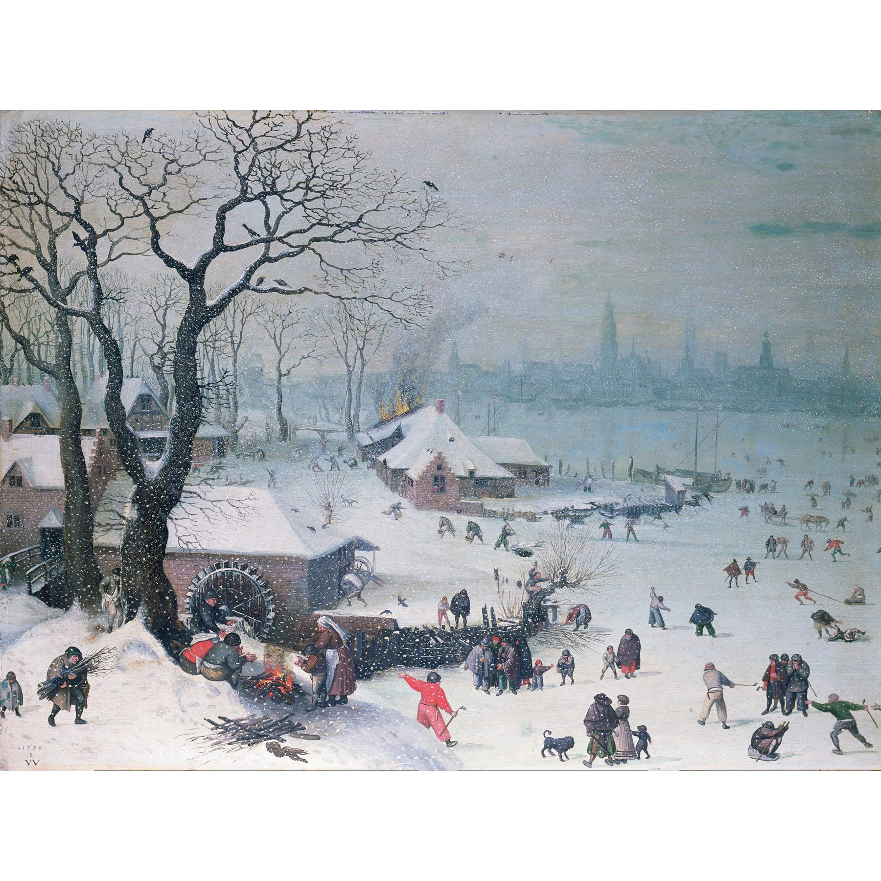 Lucas Van Valckenborch Winter Landscape Snowfall Antwerp Large Wall Art Print Canvas Premium Poster Mural