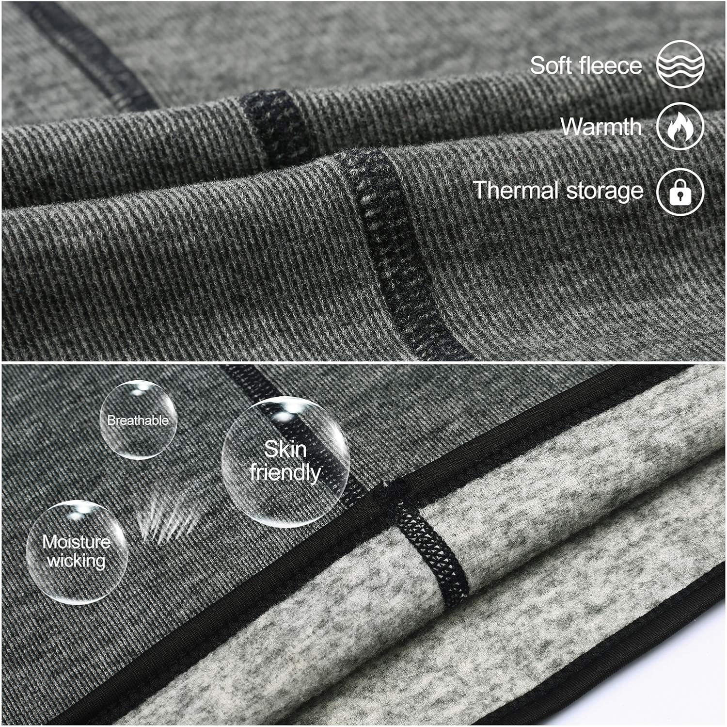 Oscenny Snood Elastic End Finished Locked Thermal Long Size Snood Cover Nose Neck Mouth and Ears Snoods for Men Women Skiing Cycling Motorcycle Running Biking Winter(Gray) - Image 4