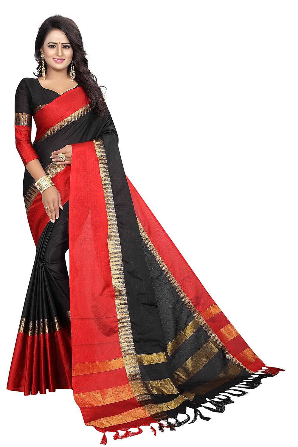women's cotton silk saree with blouse piece (templevisvavatiation)