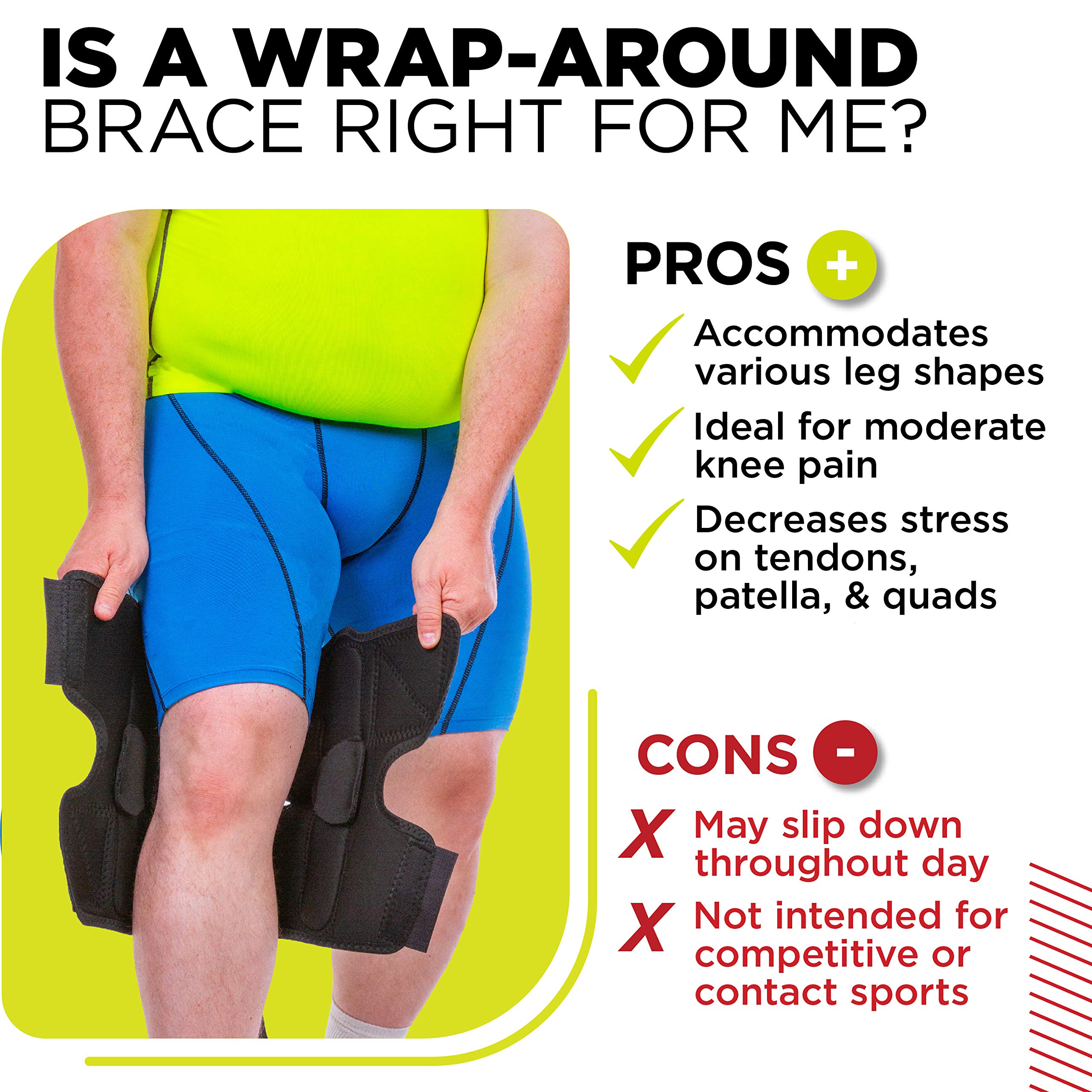 BraceAbility Obesity Hinged Knee Pain Brace - Overweight Men and Women's Wraparound Plus-Size Support for Osteoarthritis, Weak Joints, Medial and Lateral Kneecap Instability (Large)