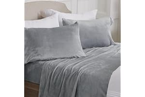 NY Loft Ultra Soft Micro Fleece Sheets Set | Twin Size | Extra Deep Pockets | Extra Soft Velvet Fleece Sheet Set | Super Plush Polar Fleece | Velvet Plush Cozy Warmth | Tribeca Collection (Twin, Grey)
