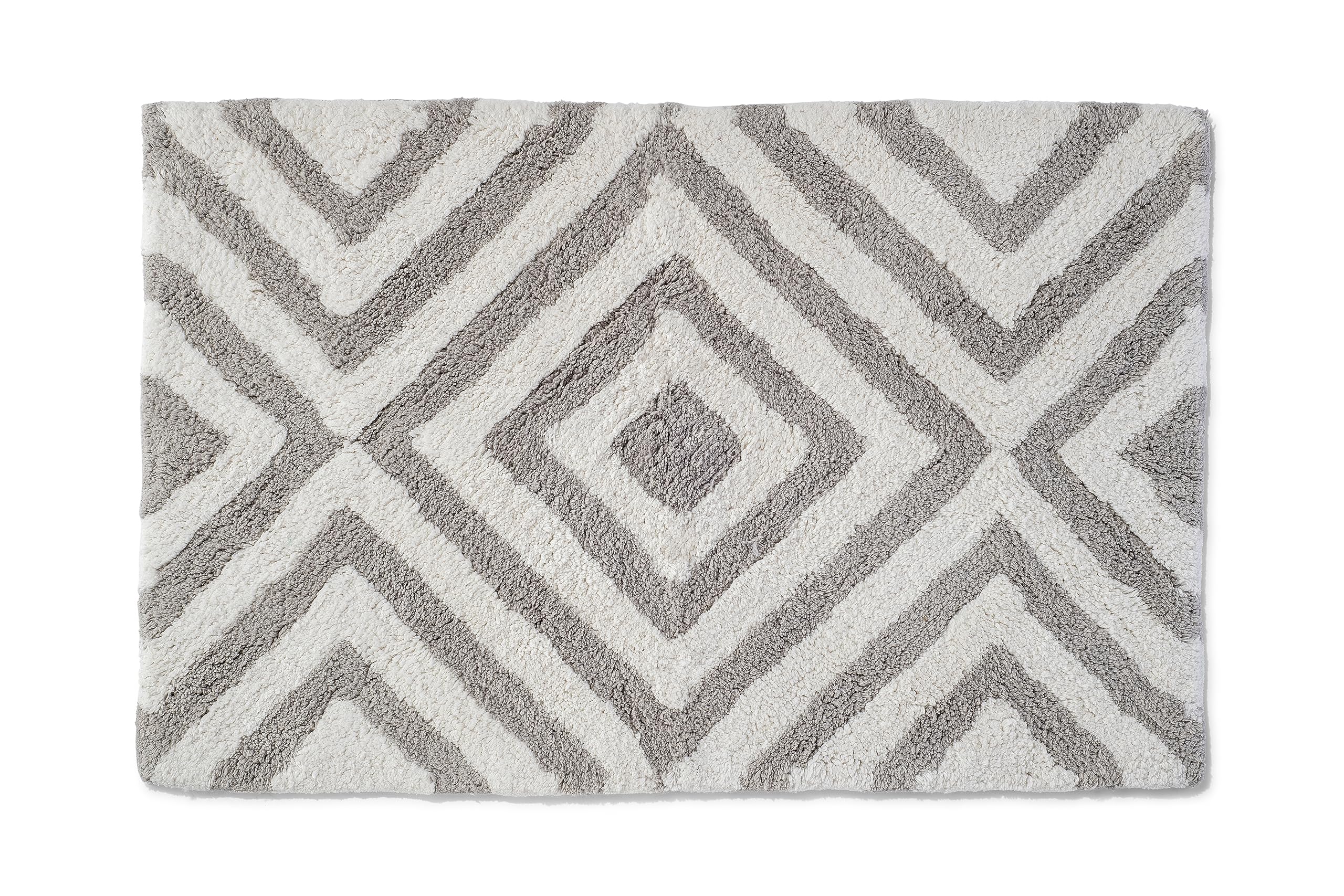 Croydex Tribal Stone Bath Rug, Slip-Resistant Backing, 100% Cotton