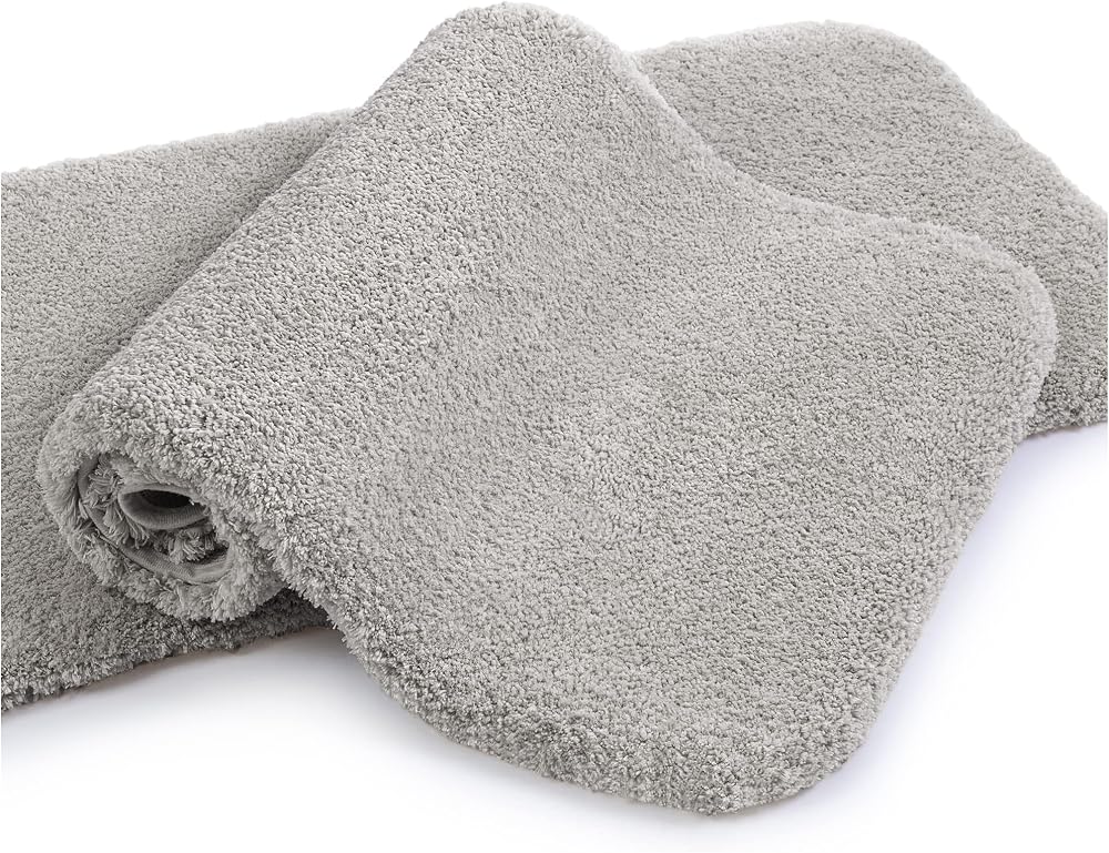 Non Slip Bath Mat 2 Pack 40x60cm Light Gray Ultra Soft Thick