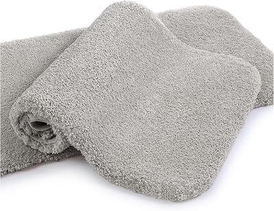 Non Slip Bath Mat 2 Pack 40x60cm Light Gray Ultra Soft Thick