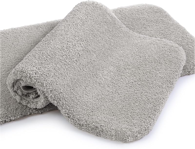 Non Slip Bath Mat 2 Pack 40x60cm Light Gray Ultra Soft Thick