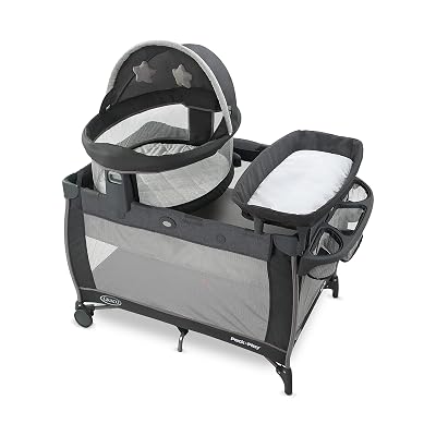 Graco Pack n Play Dome LX Playard with Baby Bassinet, Lightweight Portable Crib, Push-Button Fold Travel Crib, Redmond, Convertible