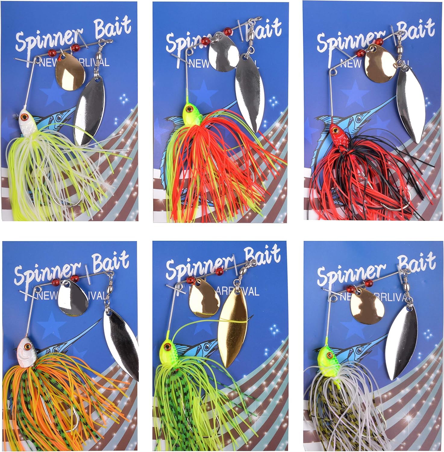 Spinner Baits Bass Fishing Lures Kit, Hard Spinnerbait Buzzbait Lures Bass Jig Skirts Trout Lure Freshwater Metal Swimbaits for Pike Trout Salmon : Sports & Outdoors