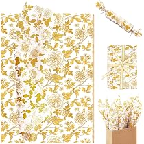 Amazon.com: 100 Sheets Vintage Gold Floral Tissue Paper, 20'' x 14 ...