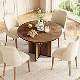 LITTLE TREE 39-Inch Round Dining Table for 4, Kitchen Table with X-Shaped Stable Pedestal, Farmhouse Dinner Table for Dining 