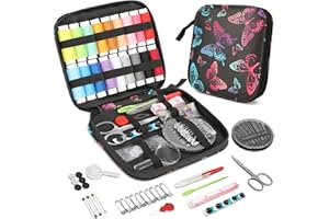 KEYHOT Sewing kit Basic, Travel Needle and Thread Kit,Hand Sewing Supplies for Adults Mom Grandma Girls Kids Beginner, Home Travel Emergency Including Scissors Measure Tape Needle Threader(87pcs)