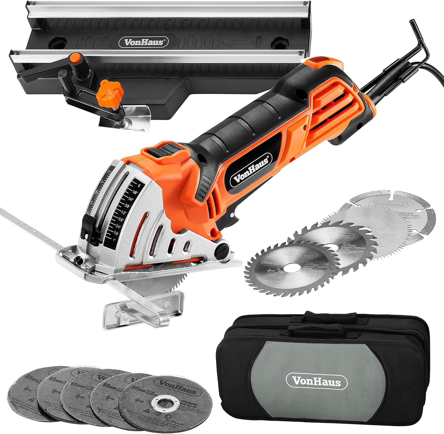 VonHaus 500W 85mm Multi Cut Circular Mini Mitre Saw with Angled Cross