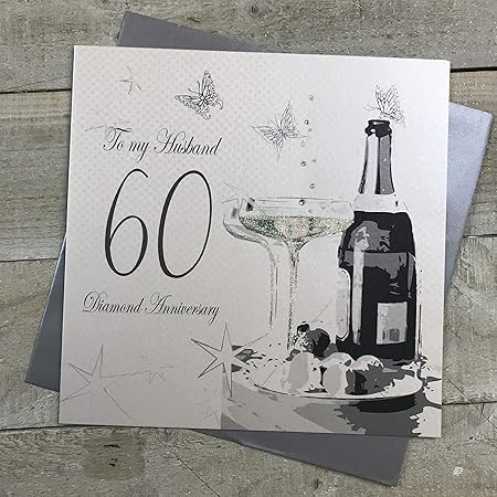 White Cotton Cards Large To My Husband Diamond Wedding Handmade 60th Anniversary Card Xlbd60h Amazon Co Uk Kitchen Home