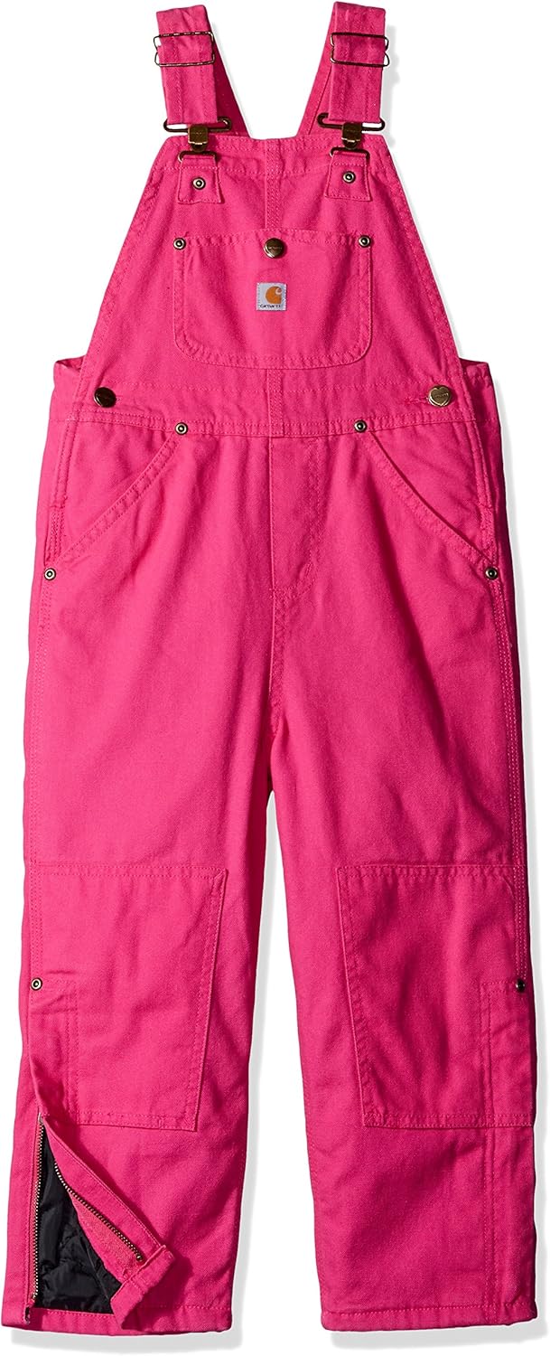 Carhartt Girls' Pink Duck Bib Overall Lined Clothing