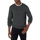 Amazon Essentials Men's Crewneck Cable Cotton Sweater