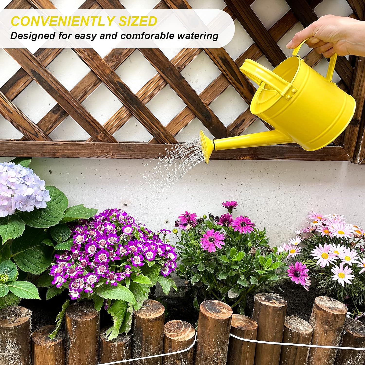 HORTICAN Galvanized Watering Can Small Lightweight Indoor Outdoor Garden Plants, Kids Watering Can, with Shower Head 1.5L/0.3 Gallon, Yellow : Garden & Outdoor