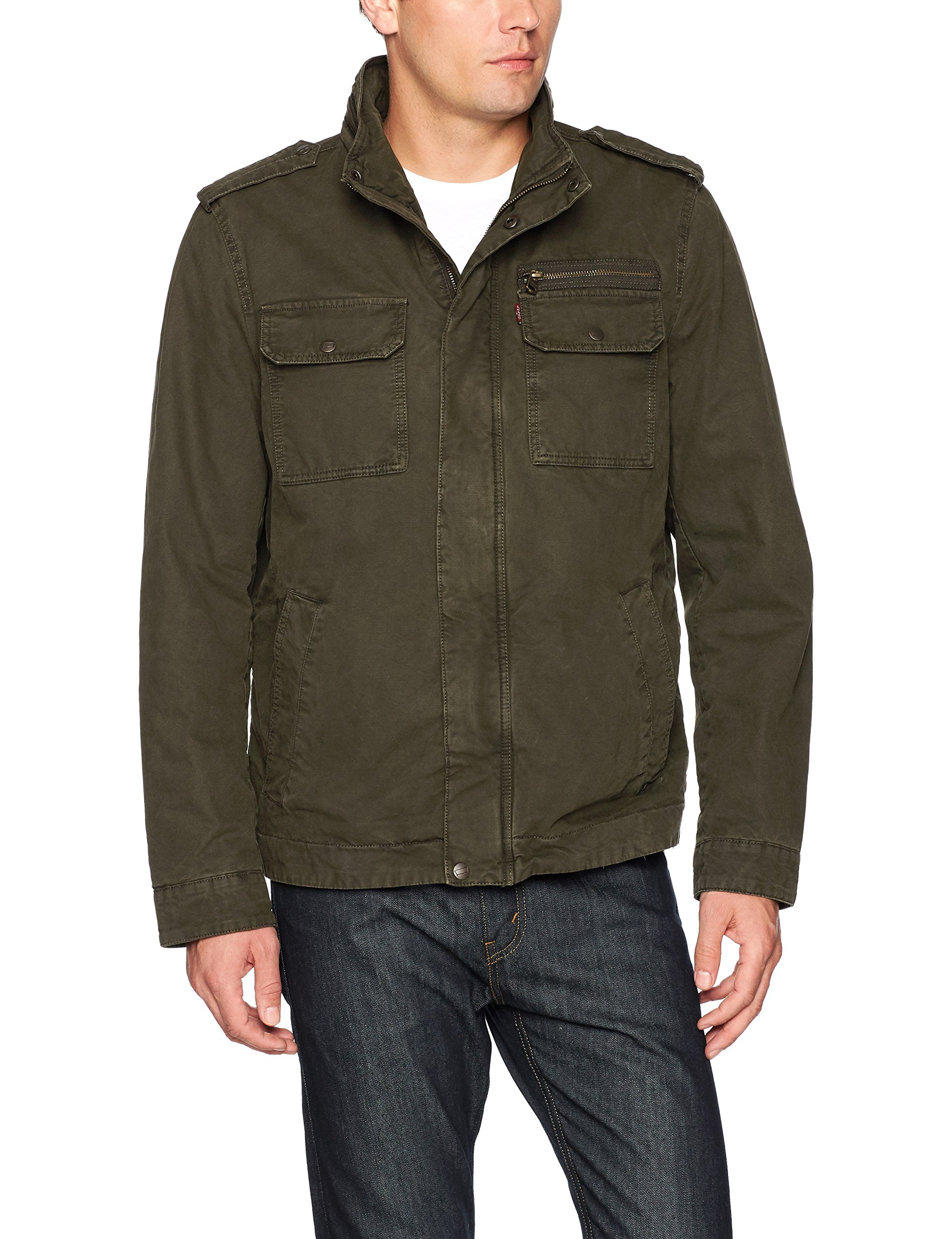 Levi's Men's Washed Cotton Two Pocket Sherpa Lined Military Jacket