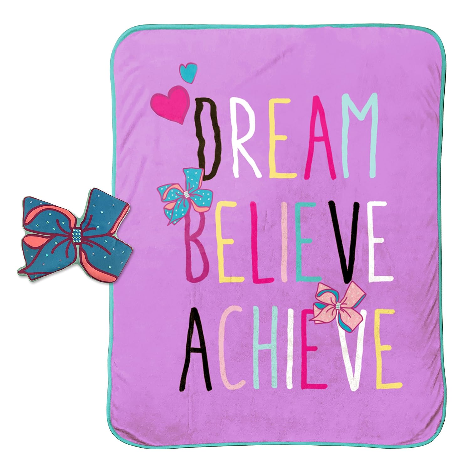 Jay Franco Nickelodeon JoJo Siwa Dream Believe 2-Piece Plush 40" x 50" Travel Throw and Pillow Set