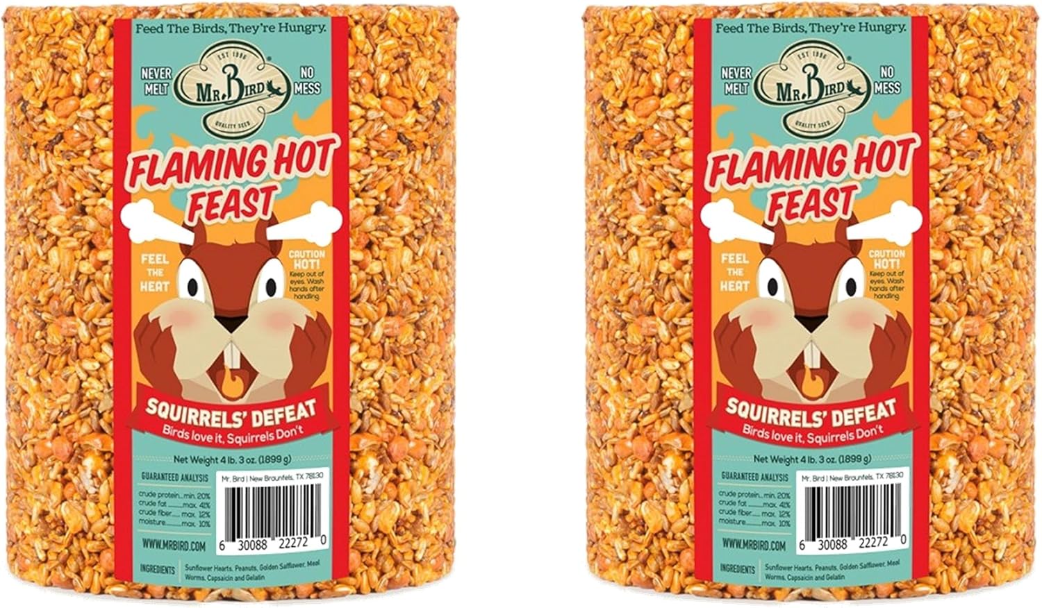 Backyard Birding & Wildlife - 2-Pack of Mr. Bird Flaming Hot Feast Large Wild Bird Seed Cylinder 4 lbs. 3 oz.